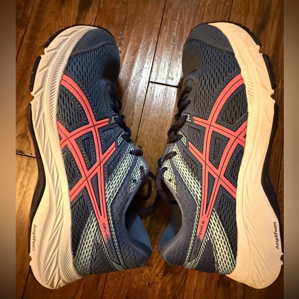 Asics Gel-Contend 6‎ Women Running Shoes Blue Pink 8.5 Athletic 1012A570 Sneaker